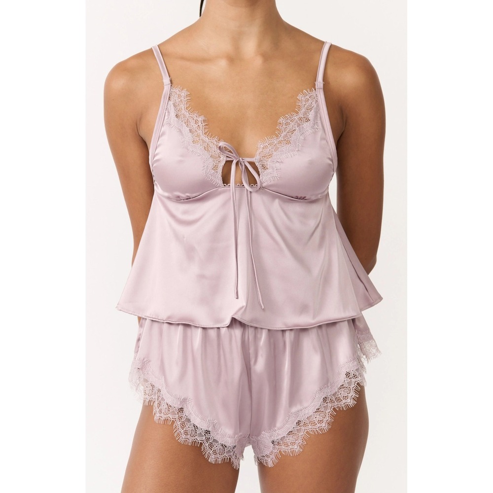 NWT Kat The Label Sorrento satin lace camisole in mauve